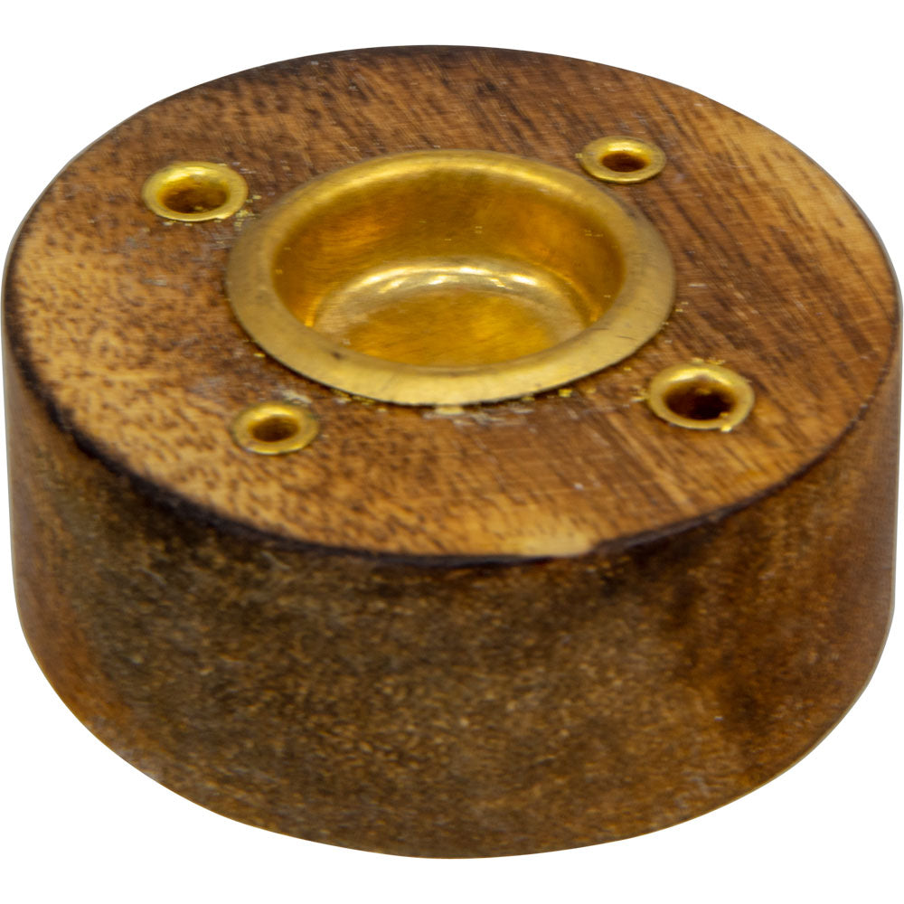 Wood with Brass Inlay incense holder