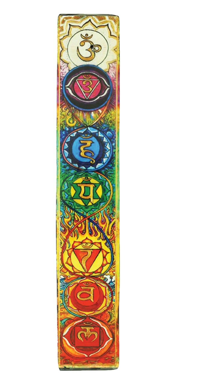 11" Seven Chakras Wooden Incense Ash Catcher