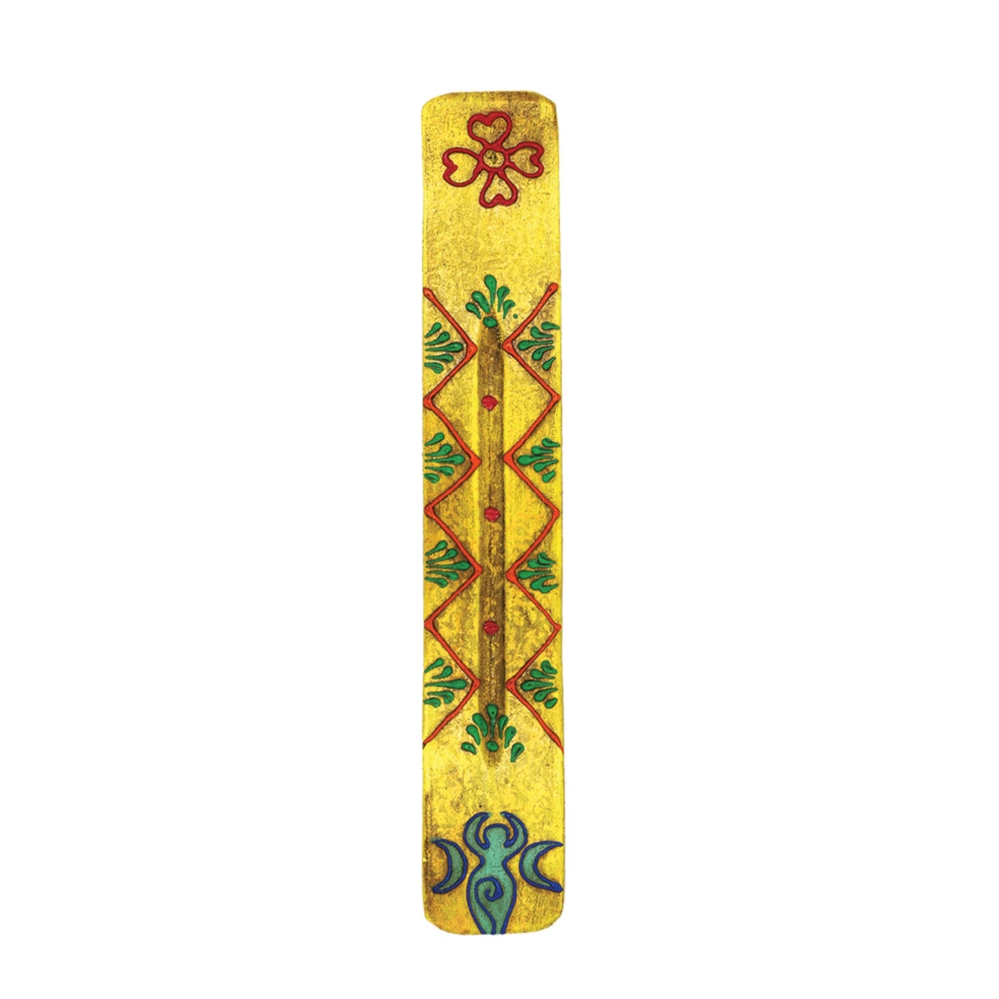 11" Yellow Wooden Incense Ash Catcher - 14096