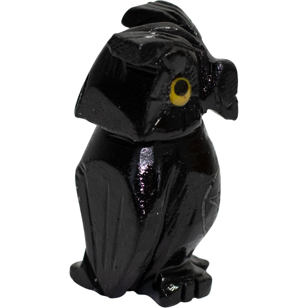 Black Onyx Owl with Pentagram carving