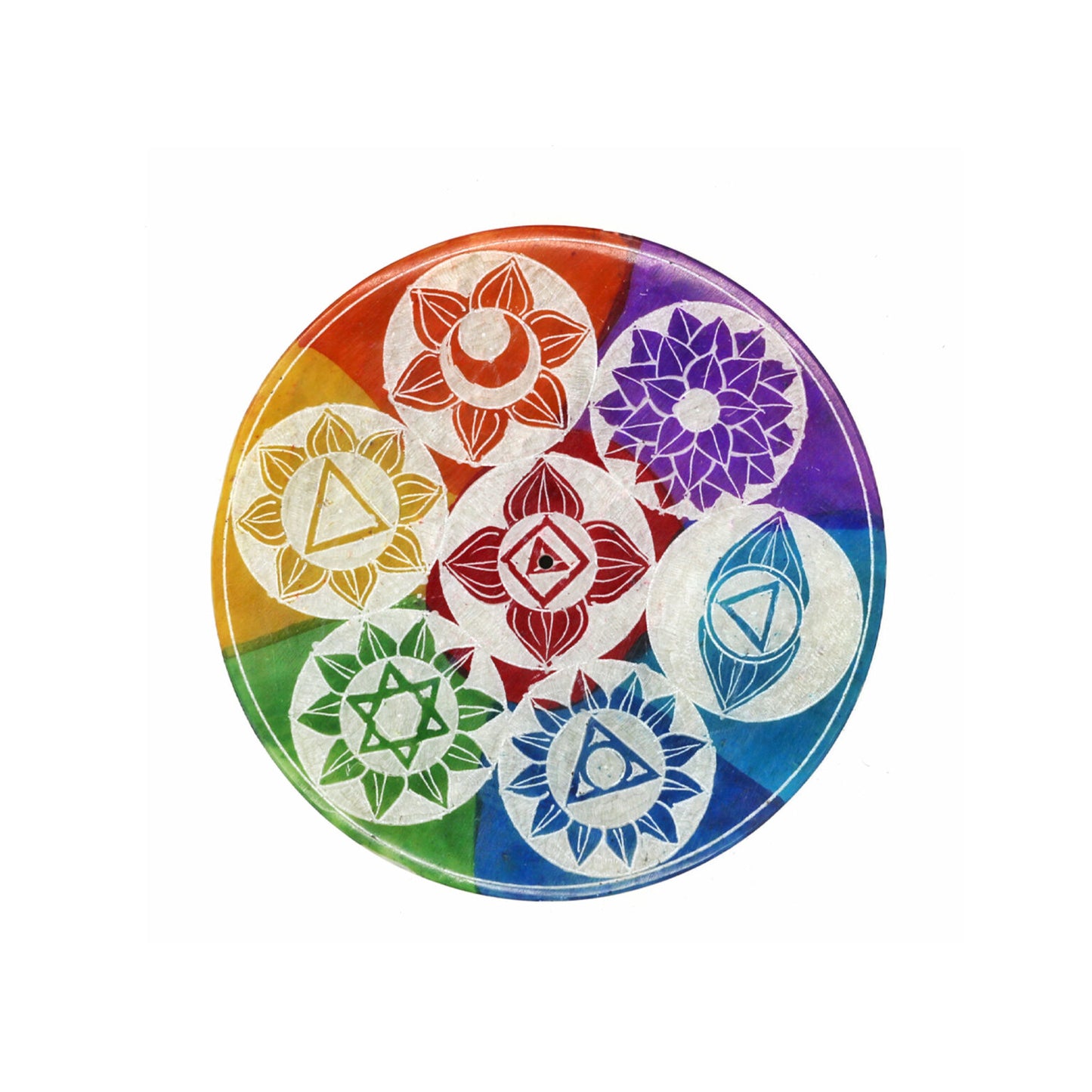 4" Seven Chakra Soapstone Incense Burner