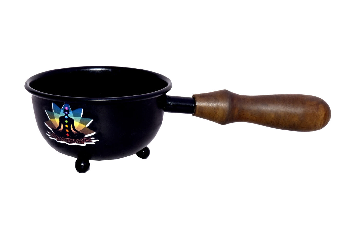 3" 7 Chakras Metal Smudge Pot With Handle