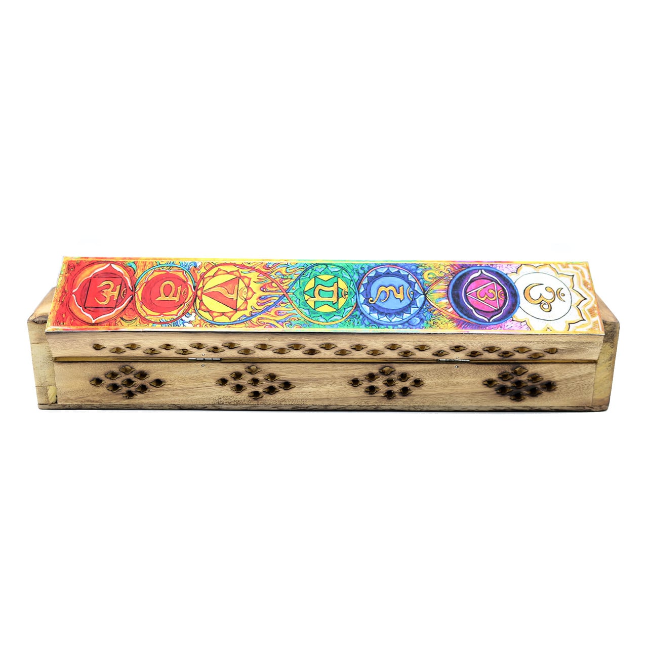 7 Chakras Sketched Wooden Incense Coffin Box