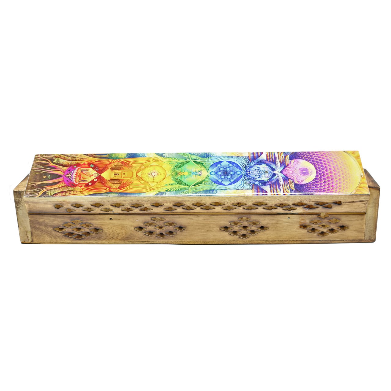 7 Chakras Tree Wooden Incense Coffin Box