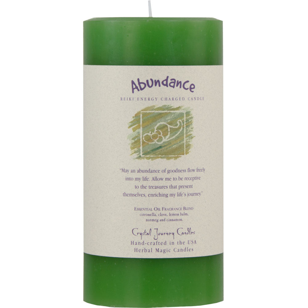 Reiki Herbal Pillar Candle Abundance 3"x 6"