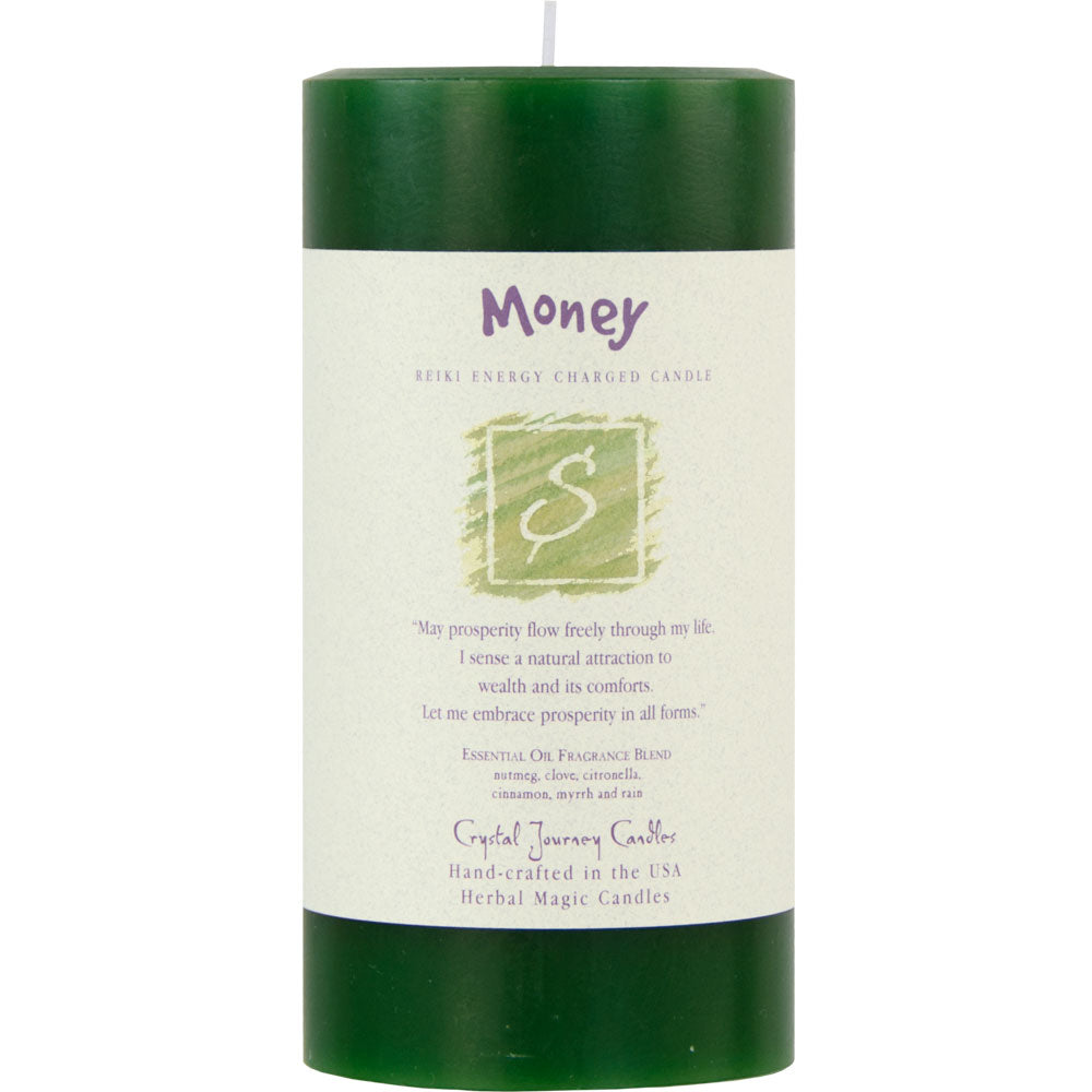 Reiki Herbal Pillar Candle Money 3"x 6"