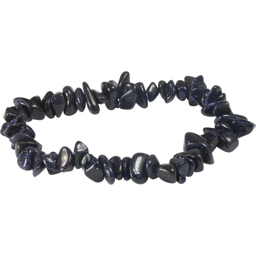 Elastic Chips Bracelet - Blue Goldstone