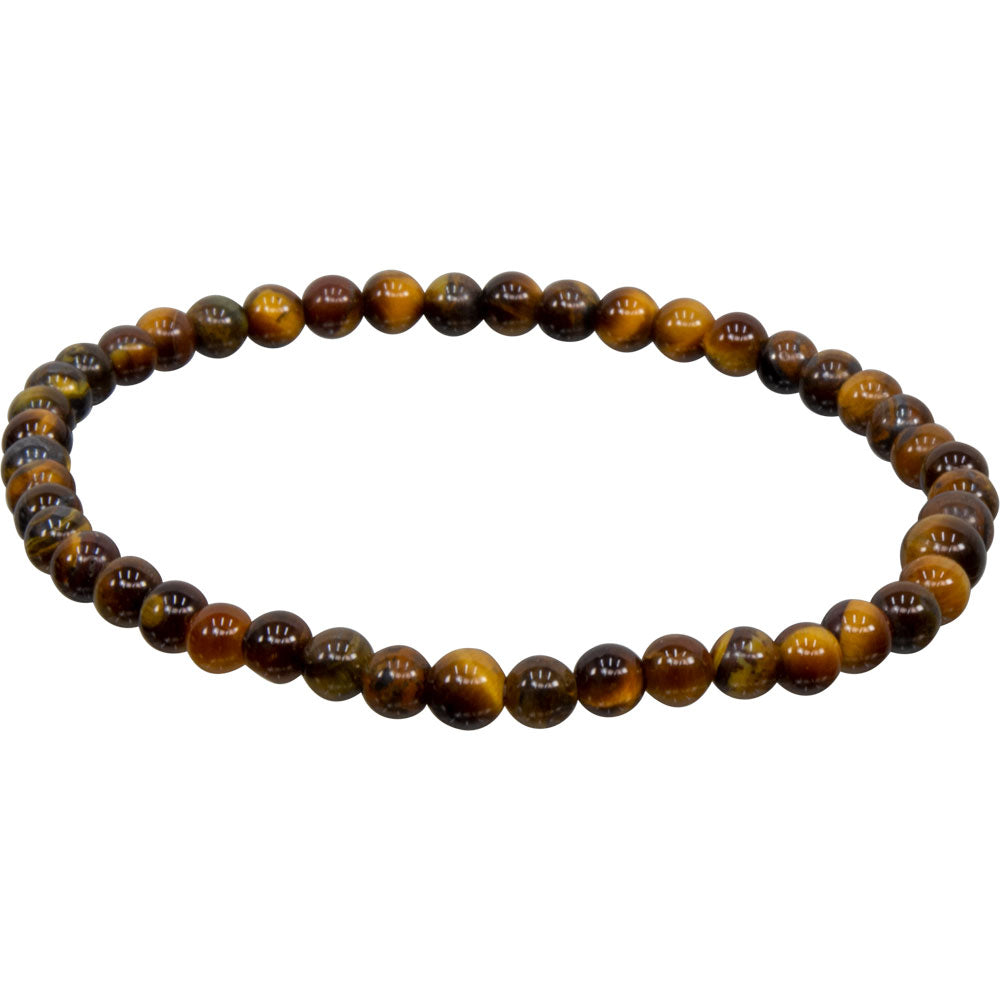 Elastic Bracelet 4mm Round Beads - Tiger Eye