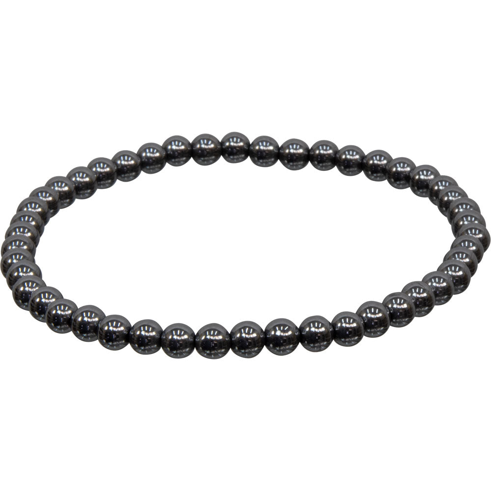 Elastic Bracelet 4mm Round Beads - Hematite