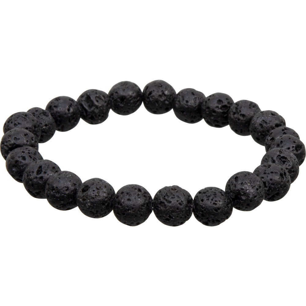 Elastic Bracelet 8mm Round Beads - Lava