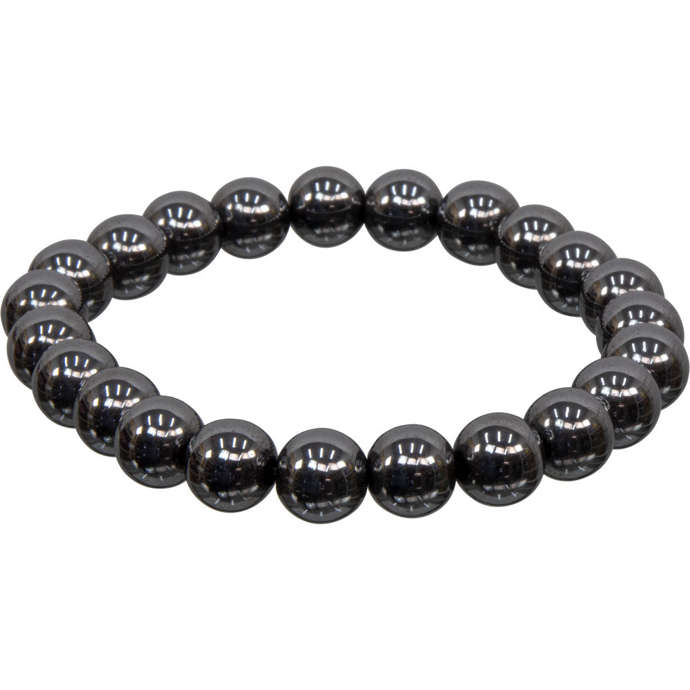 Elastic Bracelet 8mm Round Beads - Hematite