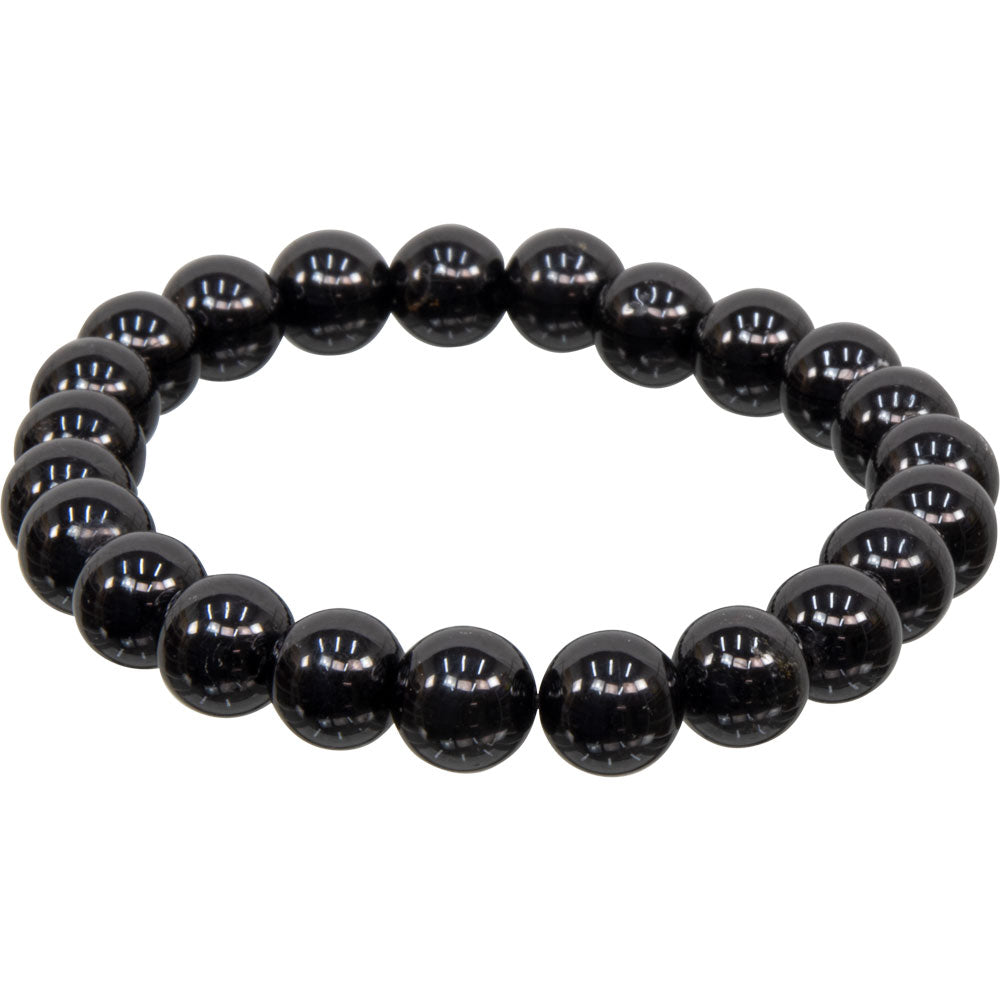 Elastic Bracelet 8mm Round Beads - Black Tourmaline