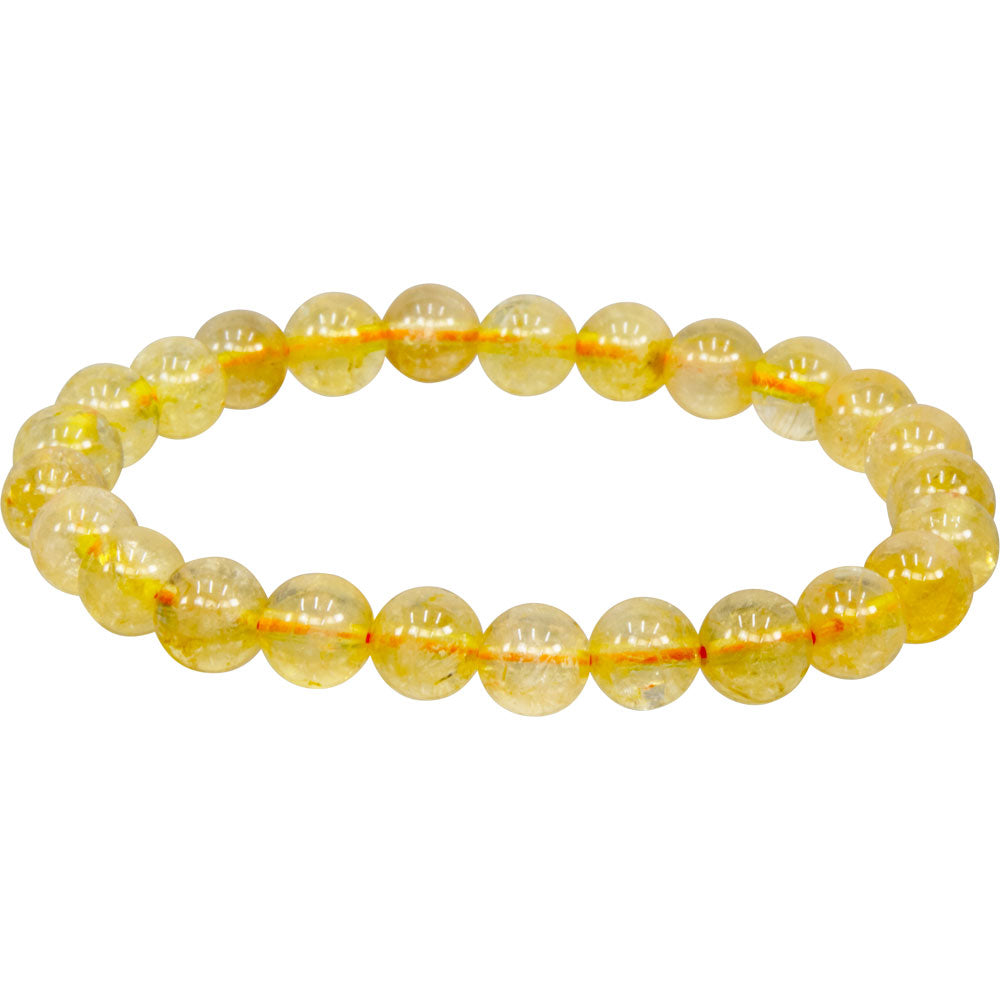 Elastic Bracelet 6-8mm Round Beads - Citrine