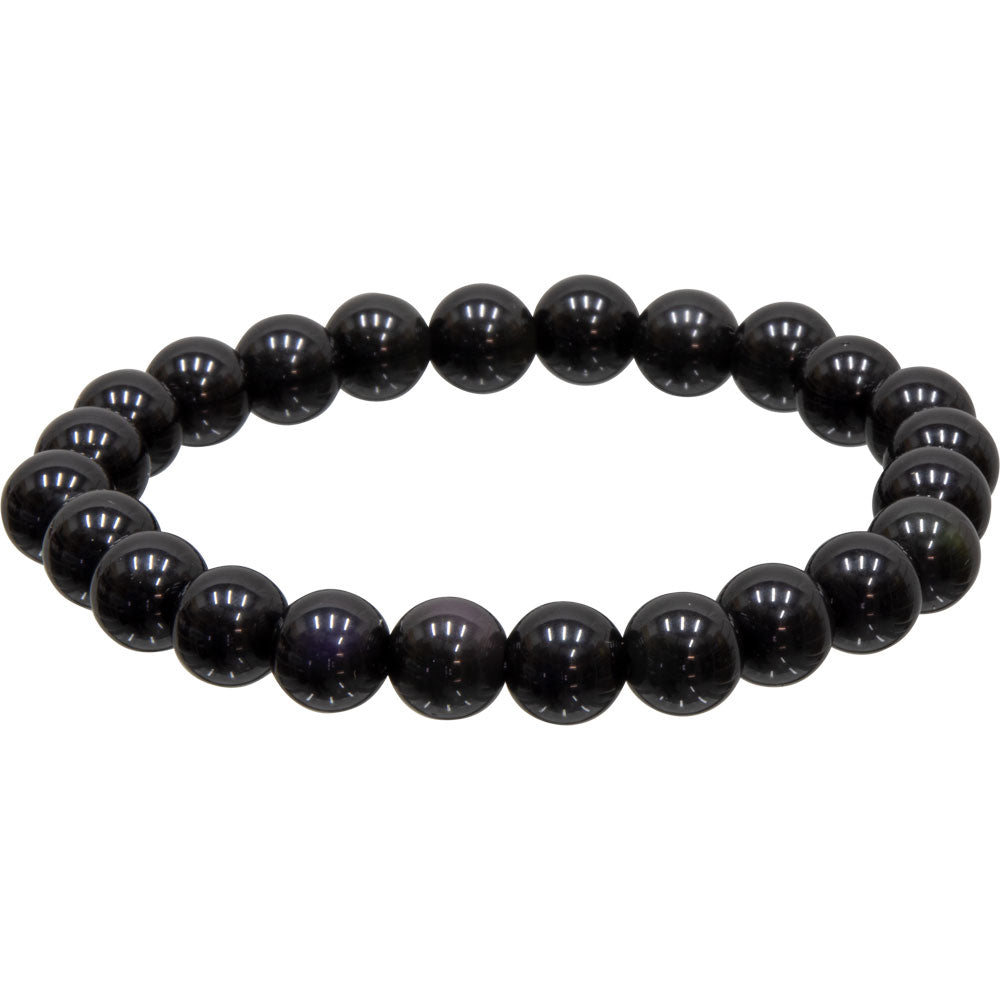 Elastic Bracelet 8mm Round Beads - Goldsheen Obsidian