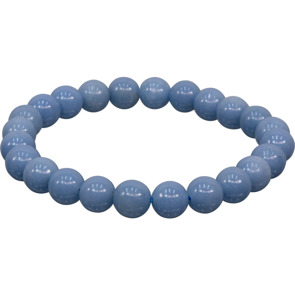 Elastic Bracelet 8mm Round Beads - Angelite