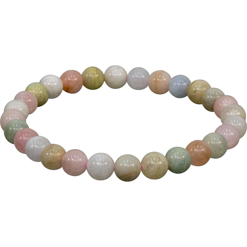 Elastic Bracelet 6-7mm Round Beads - Morganite
