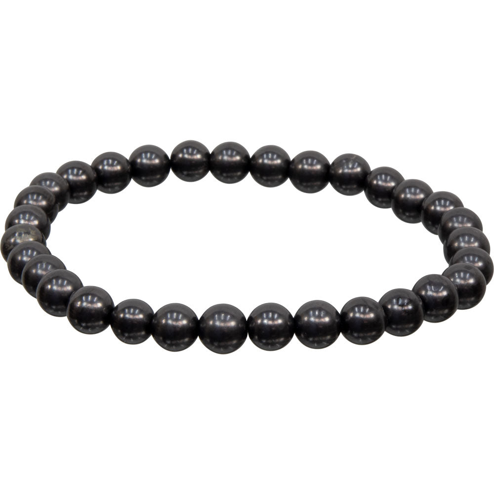 Elastic Bracelet 6mm Round Beads - Shungite