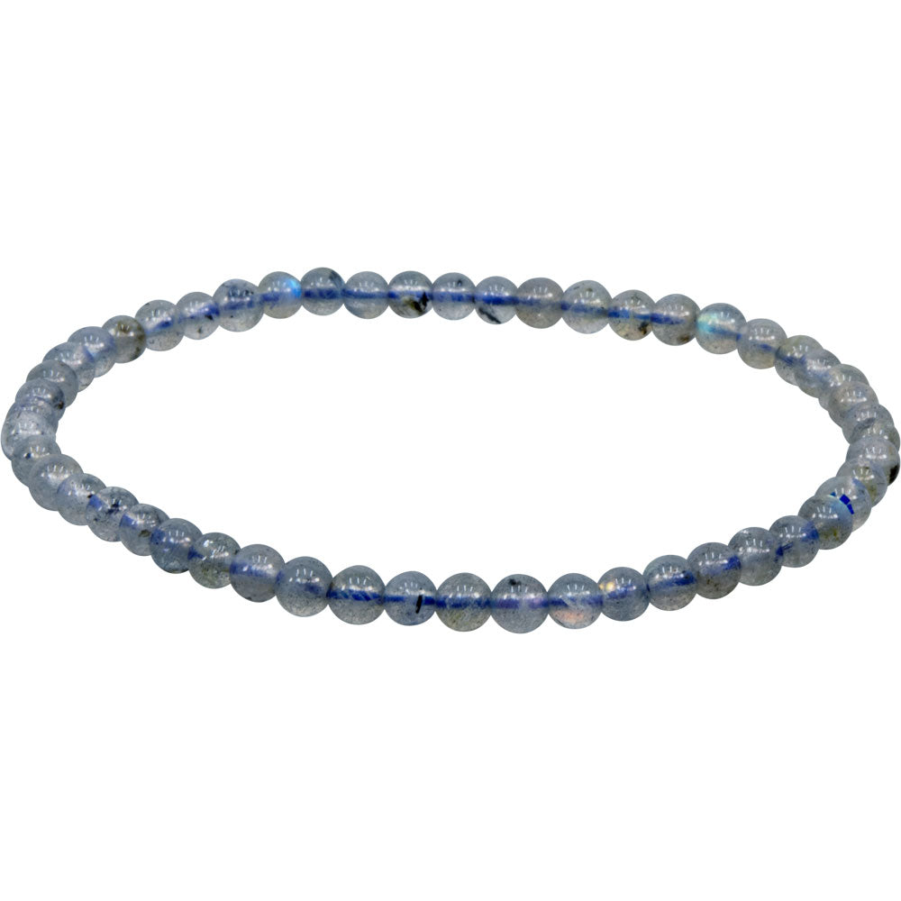 Elastic Bracelet 4mm Round Beads - Labradorite