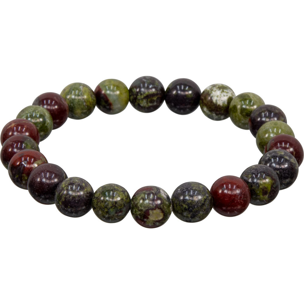 Elastic Bracelet 8mm Round Beads - Dragons Blood Jasper