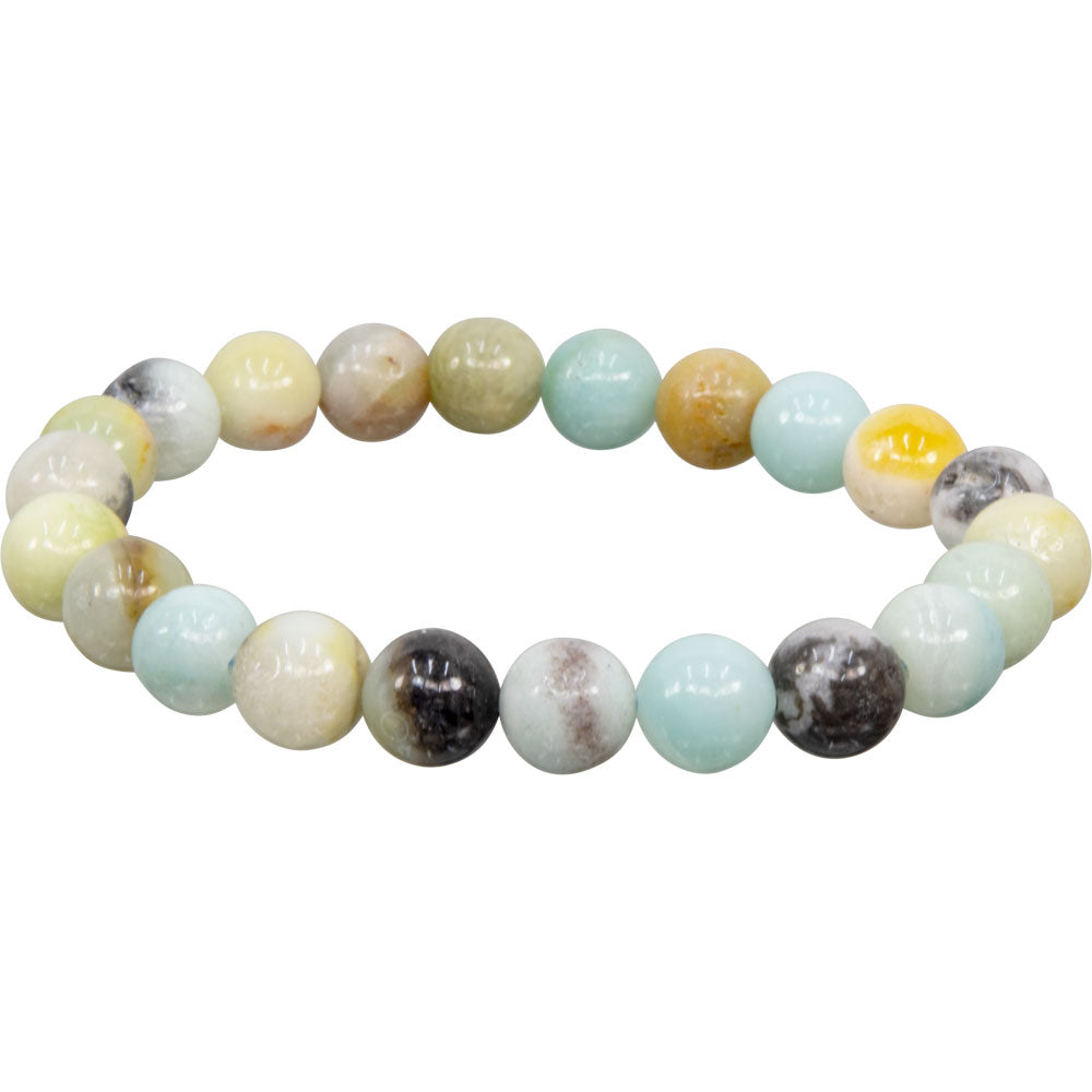 Elastic Bracelet 8mm Round Beads - Mixed Amazonite