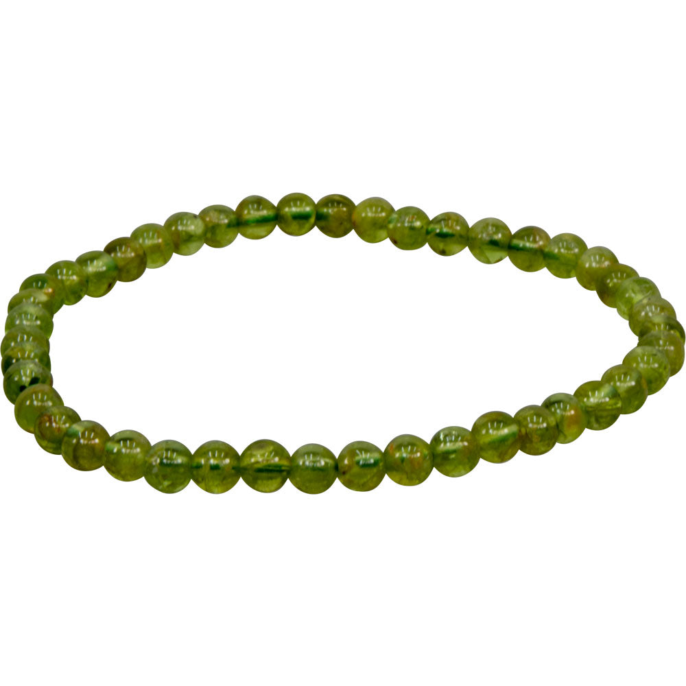 Elastic Bracelet 3-4mm Round Beads - Peridot
