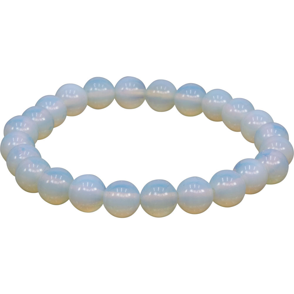 Elastic Bracelet 8mm Round Beads - Opalite