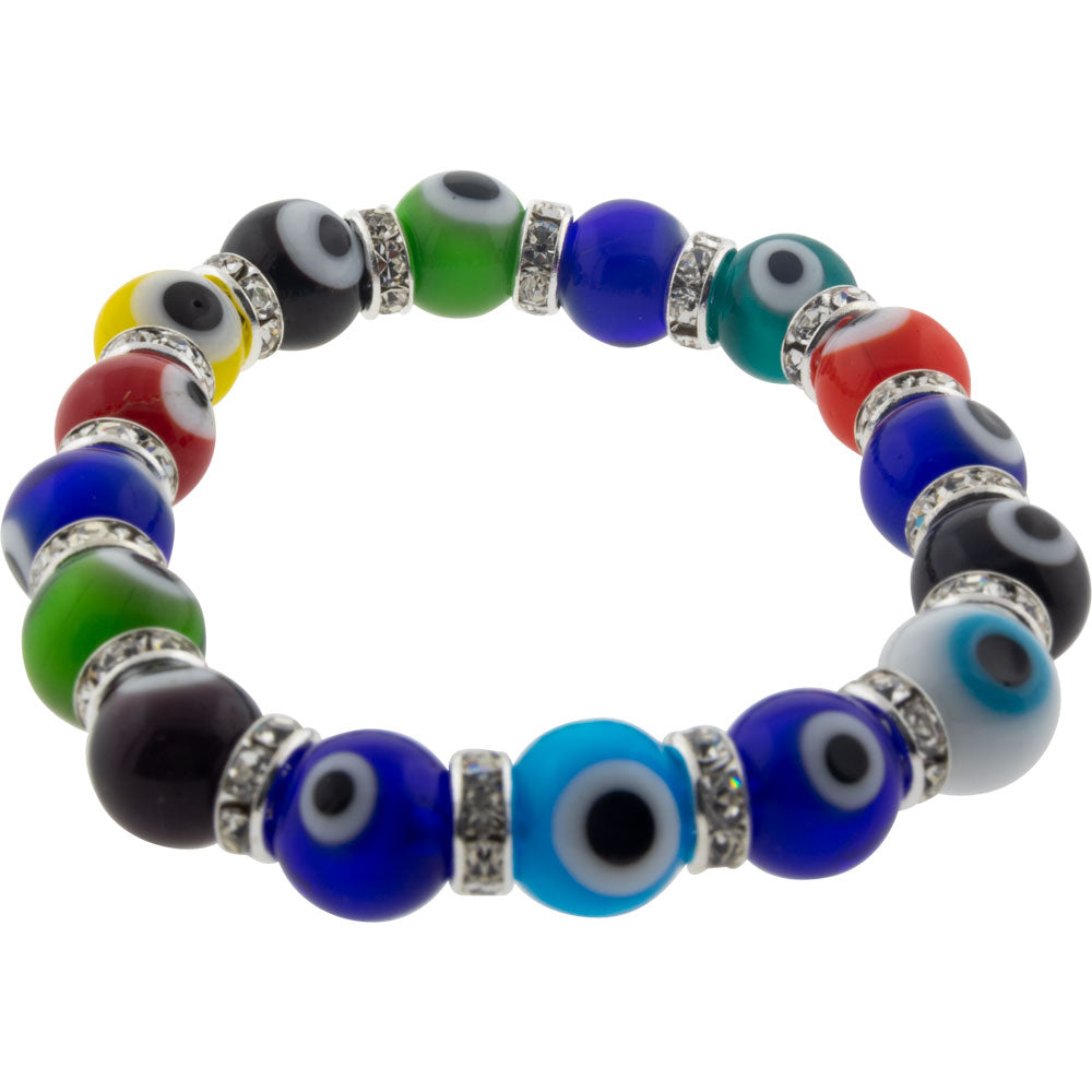 Glass Beads Elastic Bracelet Evil Eye Protection Multi-Colored