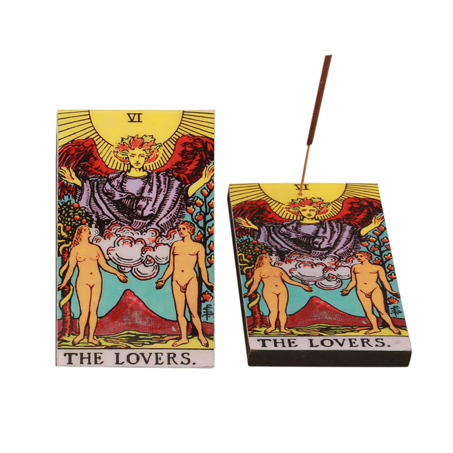 3"x5" The Lovers Tarot Card Wooden Ash Catcher