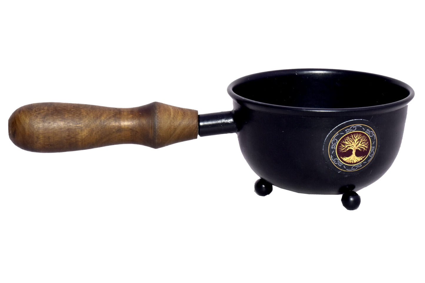 3" Tree Of Life Metal Smudge Pot With Handle