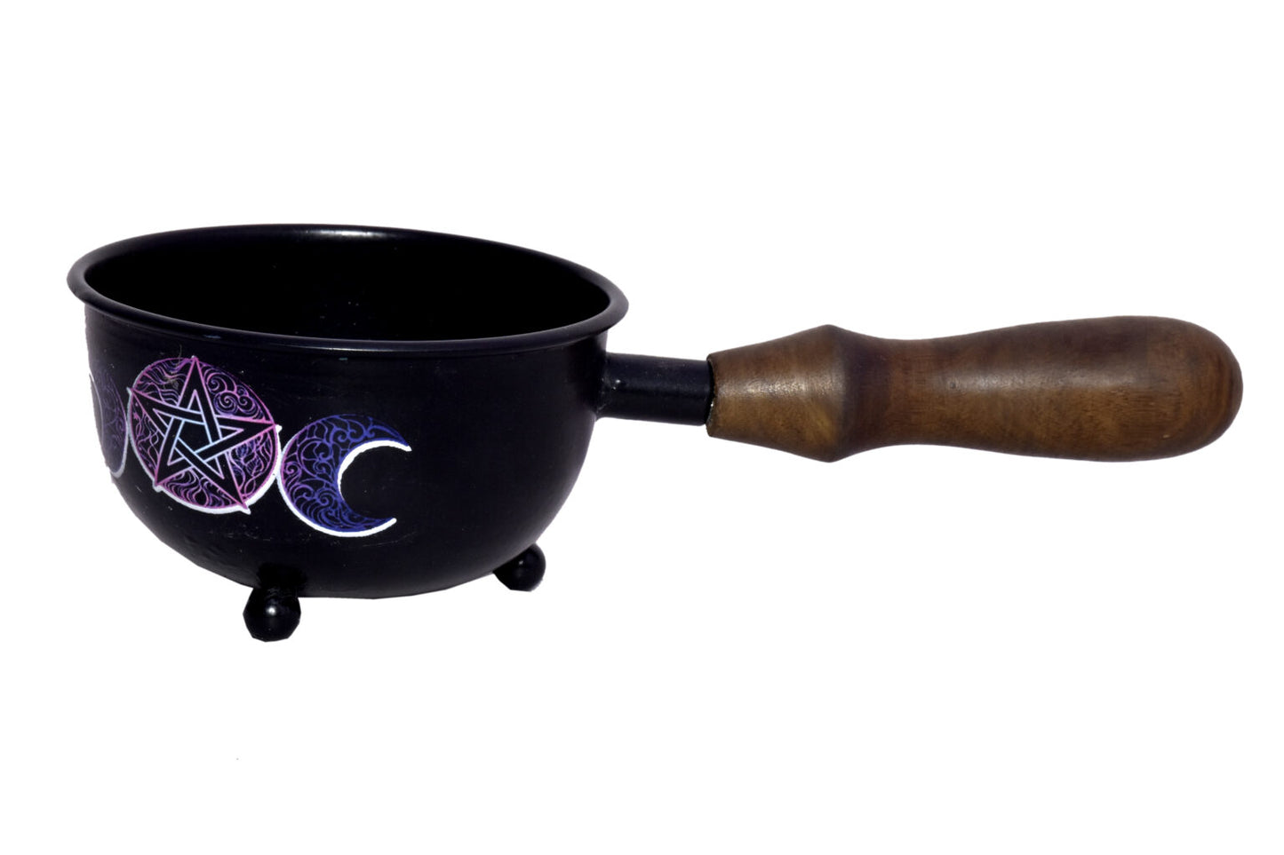 3" Triple Moon Metal Smudge Pot With Handle