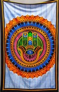 Cotton Hand Brush Hand Of Fatima Tapastry Multi Color