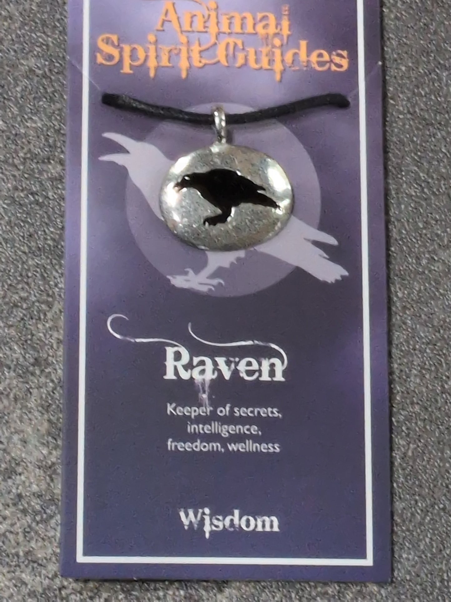 Spirit Animal Guides Raven Pewter Pendant w/ Leather cord