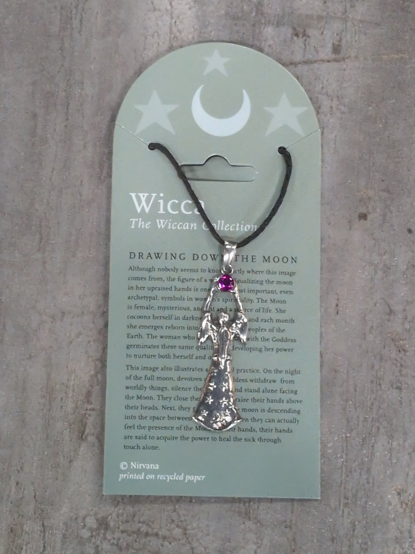 Wicca Collection Drawing Down the Moon w/ Jewel Pewter Pendant