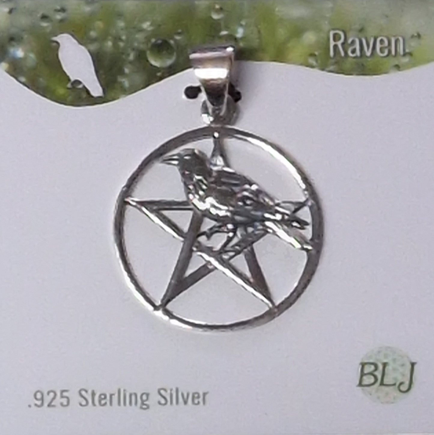 Pentacle Raven Sterling Silver Pendant