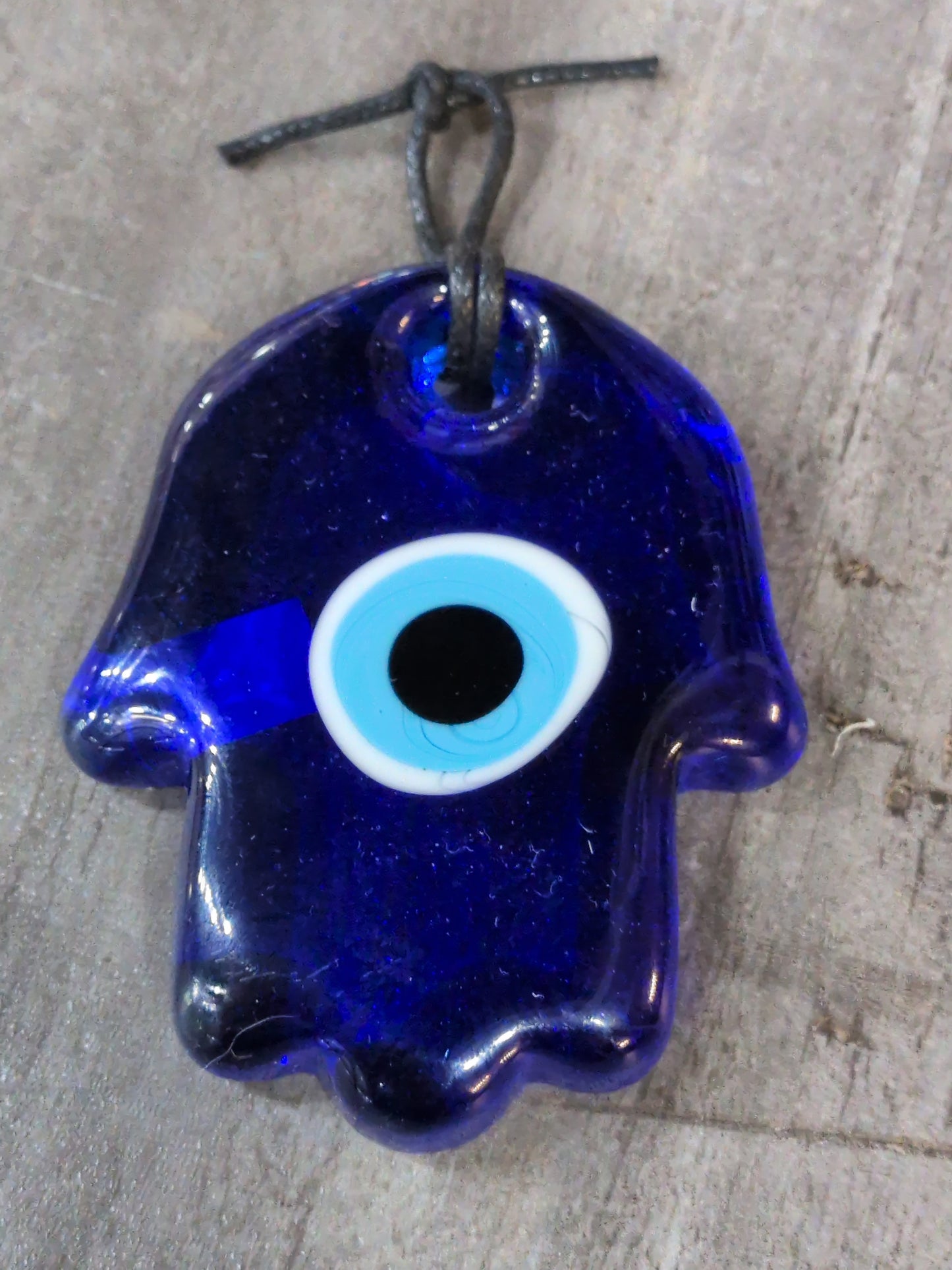 Glass Evil Eye Talisman 3" Fatima Hand shape