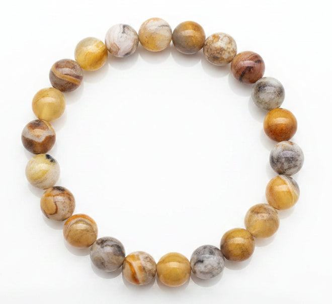 8mm Crazy Lace Agate round bead bracelet