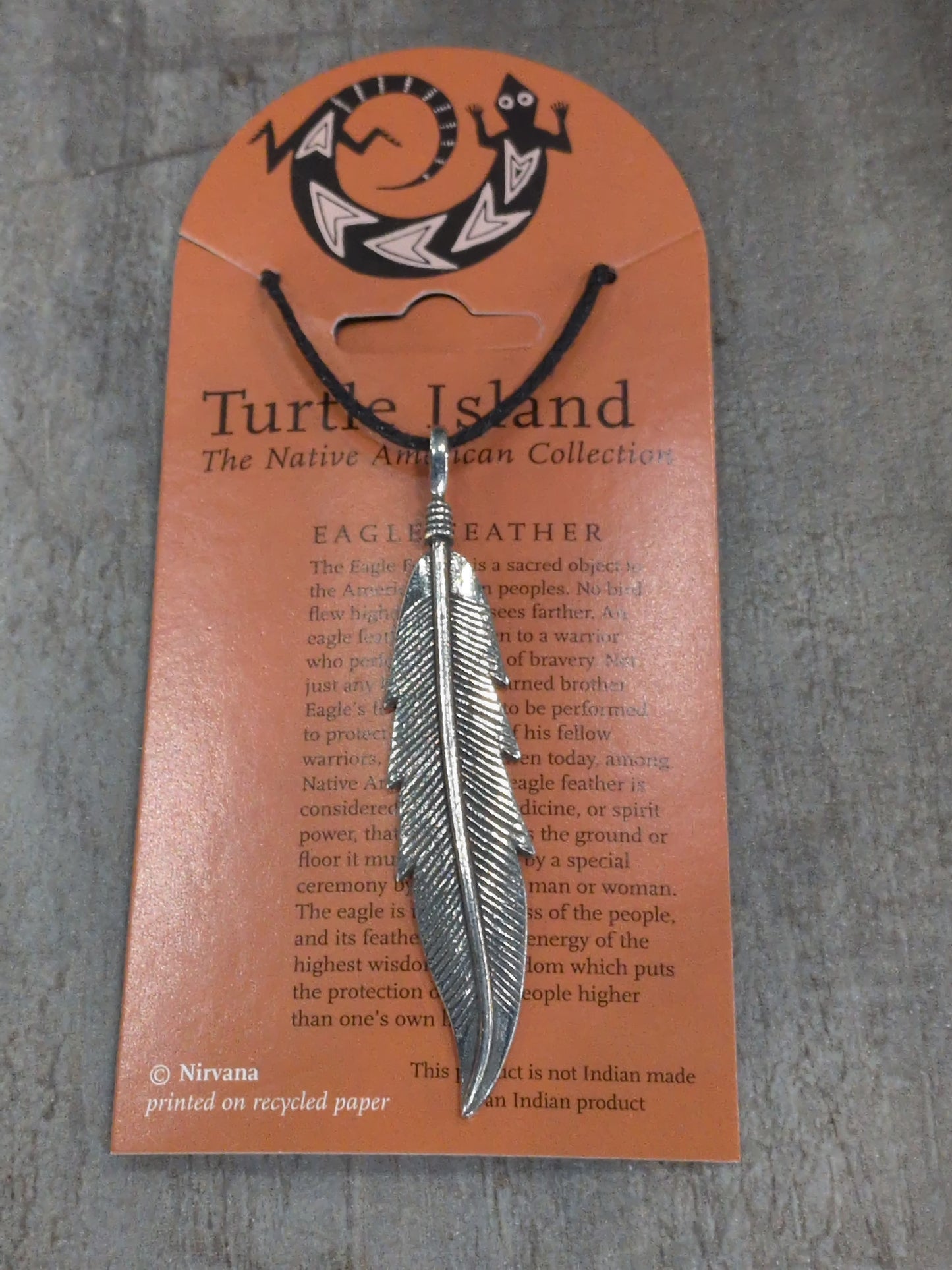 Turtle Island (Native American Collection) Pointed Eagle Feather Pewter Pendant