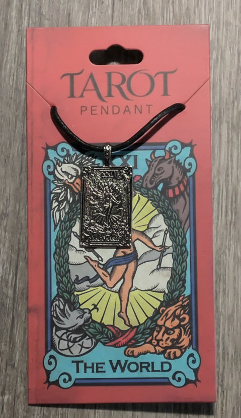 Tarot collection The World Pewter Pendant w/ Leather cord