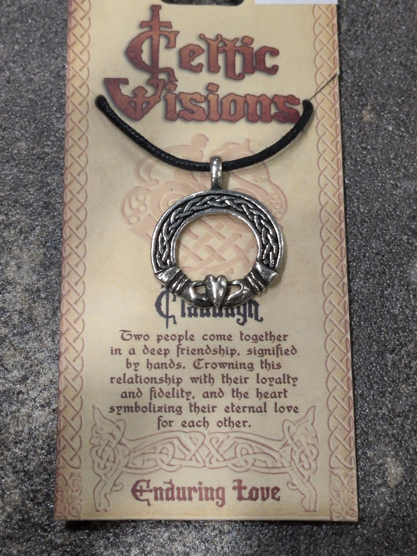 Celtic Visions Claddagh Pewter Pendant w/ Leather cord