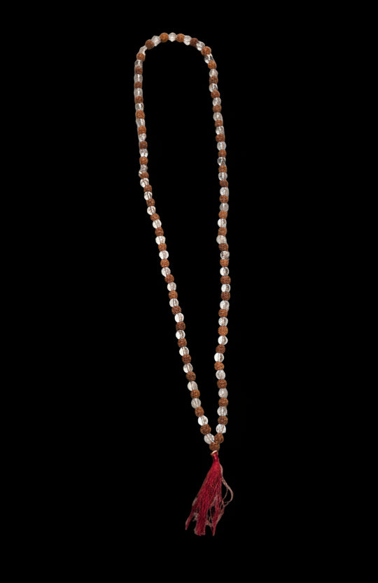 Red Tassel Quartz & Rudrasksha Seed Mala