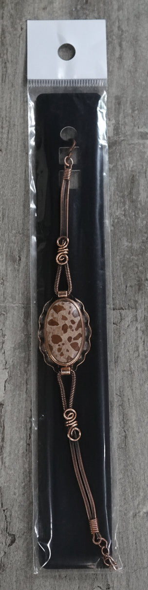 Copper Bracelet with Leopardskin Jasper