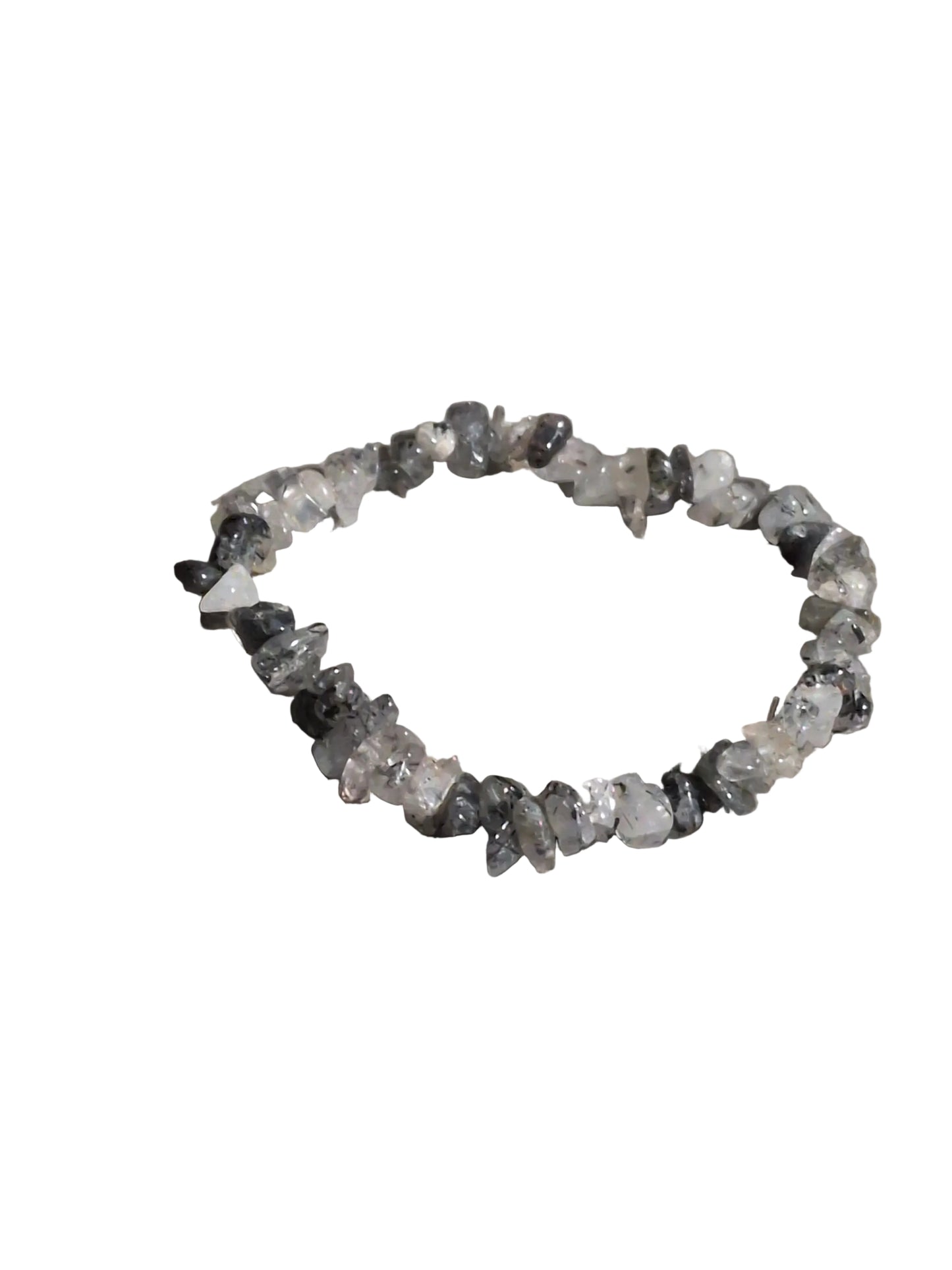 Elastic Chips Bracelet - Black Rutilated Quartz