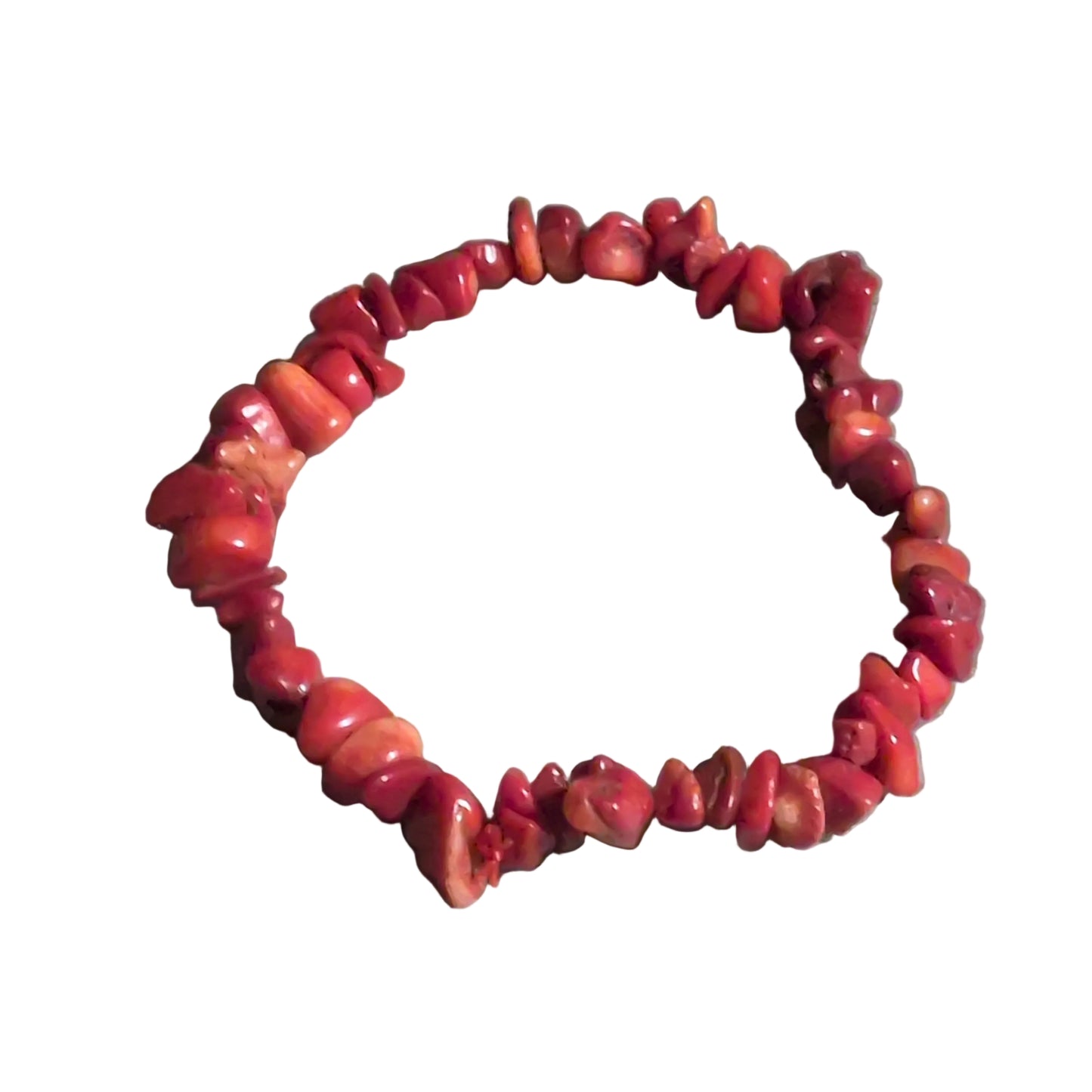 Elastic Chips Bracelet - Red Coral