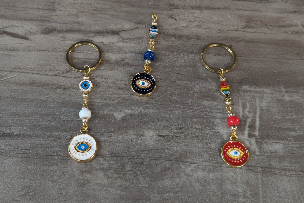 Gold w/ Assorted colors Evil Eye Talisman Key chain