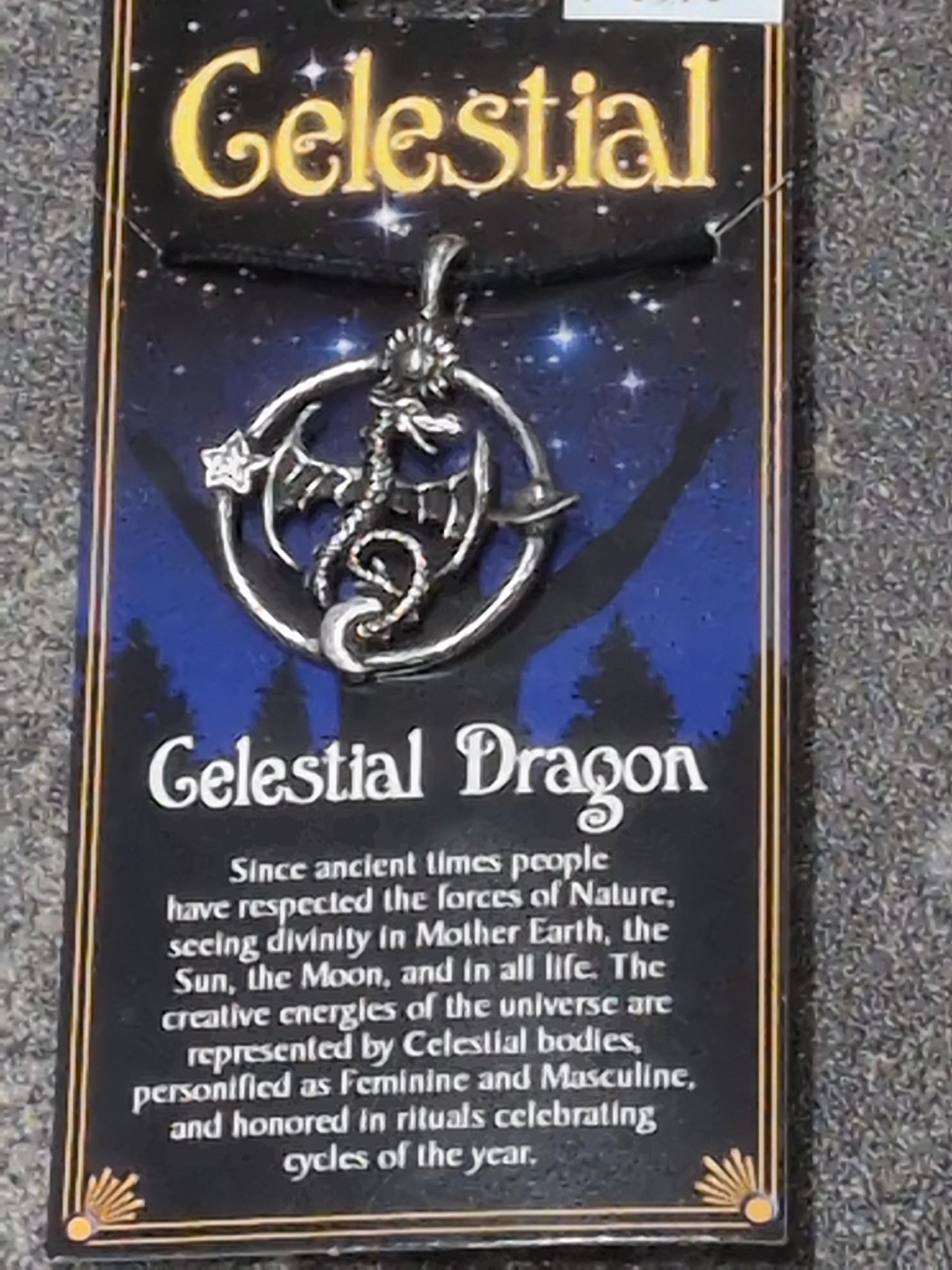 Celestial Collection Celestial Dragon Pewter Pendant w/ Leather cord
