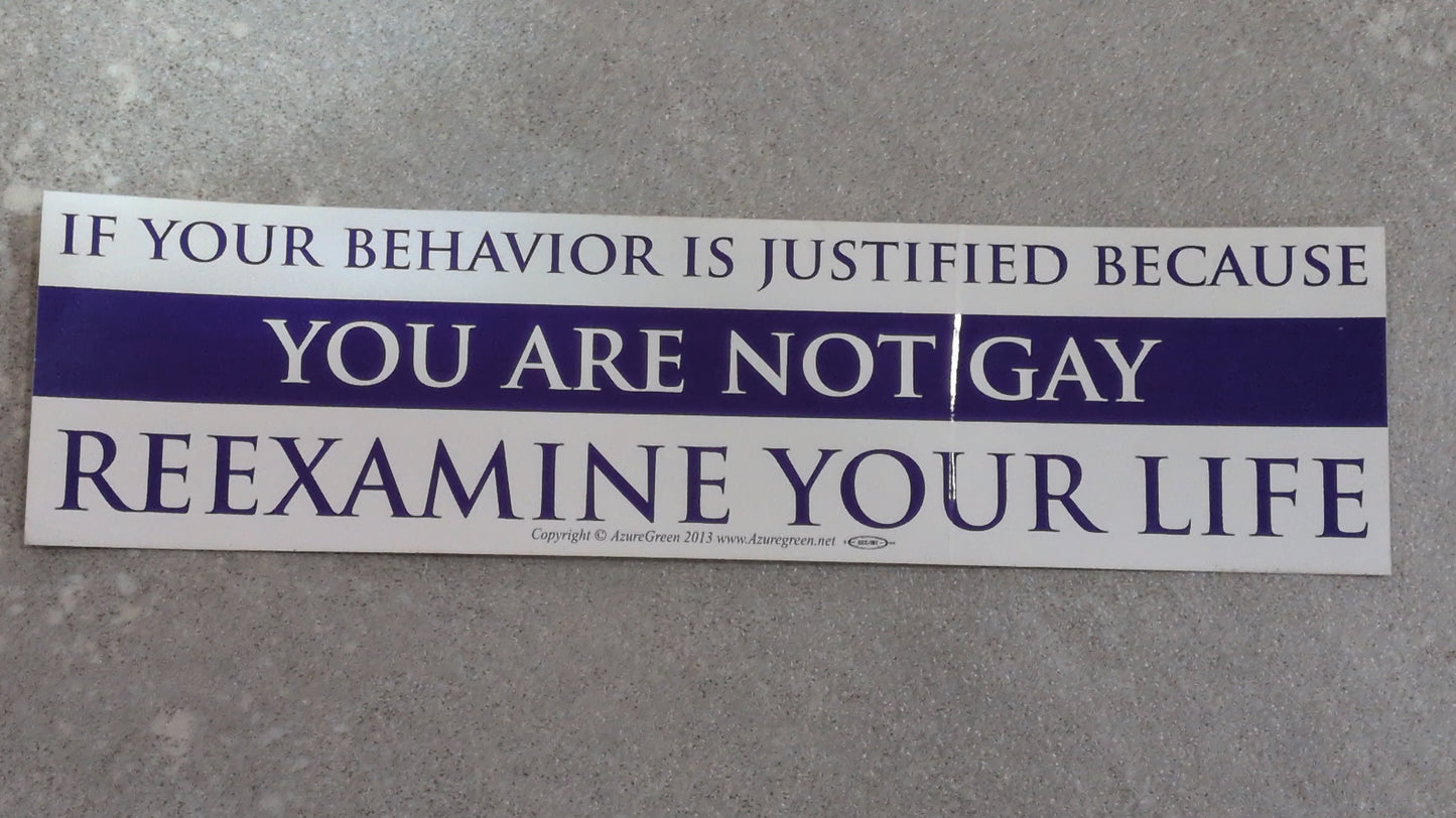 If your behavior is justified Bumper sticker