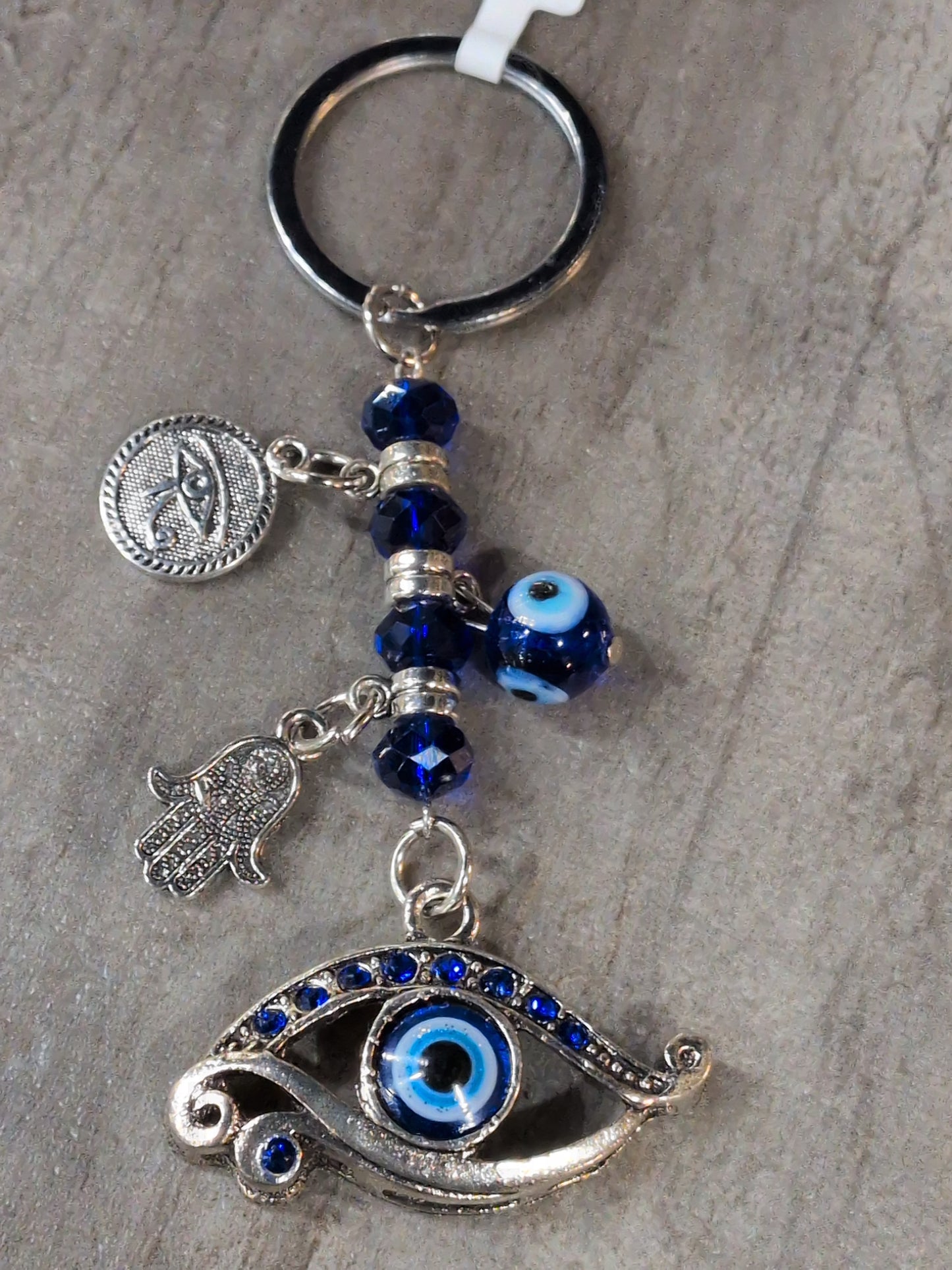 Evil Eye Talisman Key ring Fancy eye w/ 3 charms