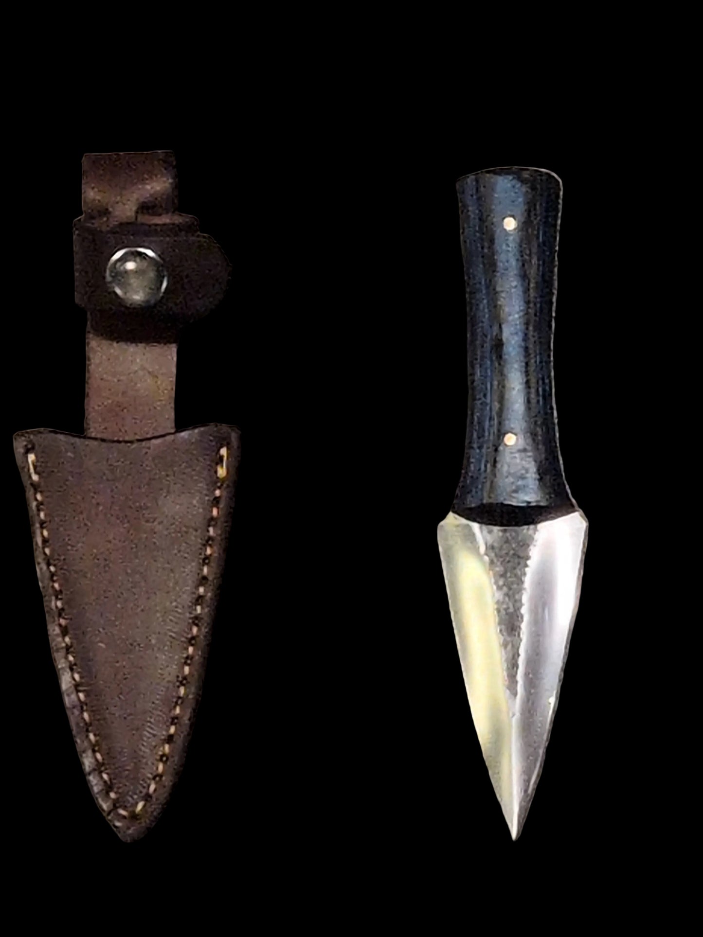 6" Blue Stained Wood Boot Knife- Athame