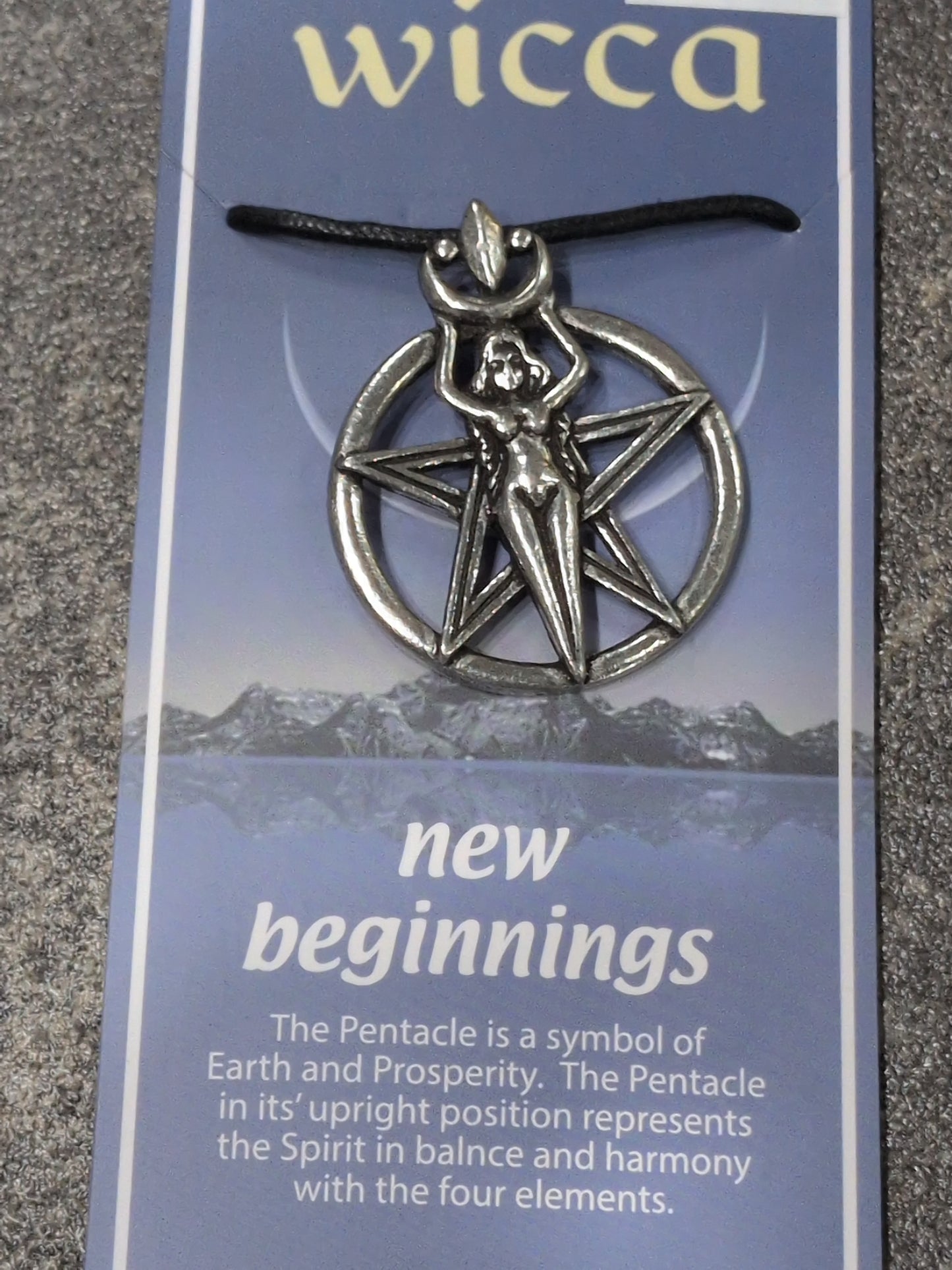 Wicca- New Beginnings Pewter Pendant w/ Leather cord