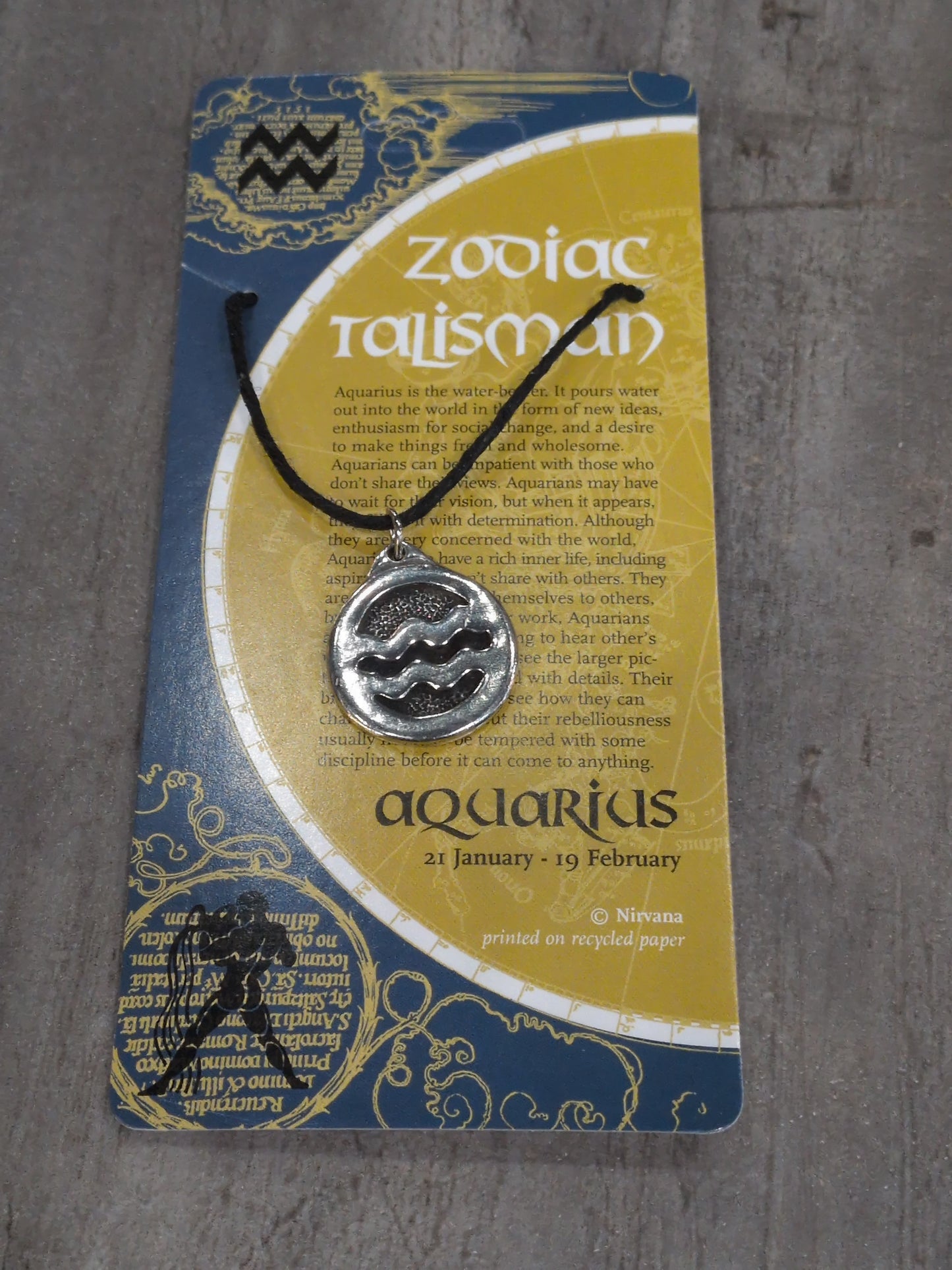 Zodiac Talisman Aquarius Pewter Pendant